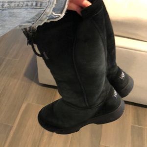 High black Ugg boots with tie